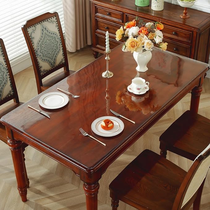 OstepDecor 16 x 72 Inch Clear Table Cover Protector, 2mm Thick Clear Plastic - Image 5