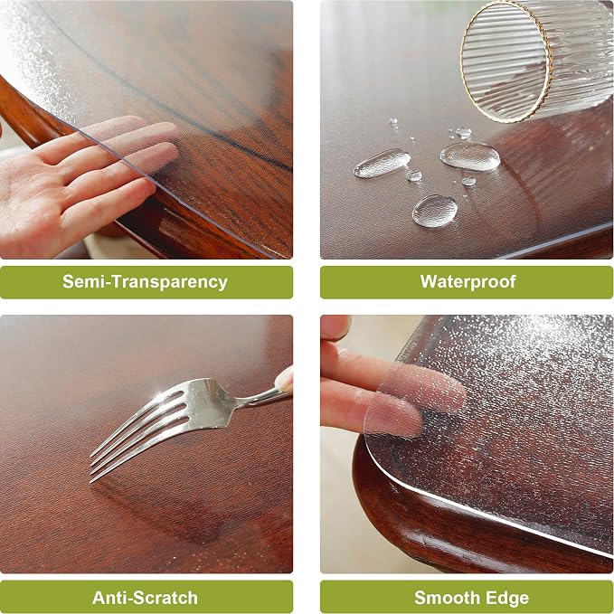 OstepDecor 24 x 60 Inch Frosted Table Cover Protector, 2mm Thick Clear Plastic - Image 3