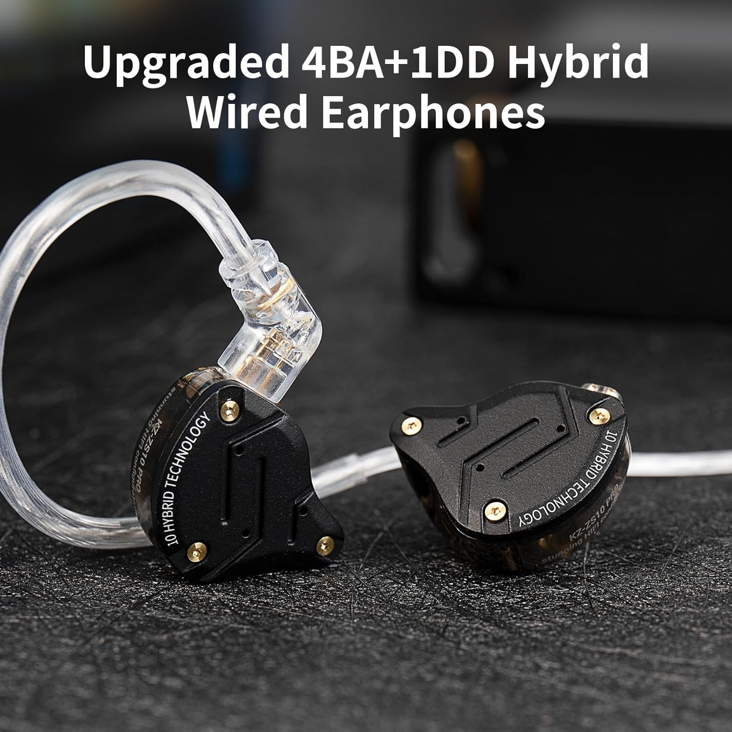 KZ ZS10 Pro in Ear Monitor Headphone, Wired Gaming Earphones, KZ HiFi Earbuds Headphone with 4 Balanced Armatures and 1 Dynamic Drivers IEM Earphones for Drummer Musician (Blue with Mic)