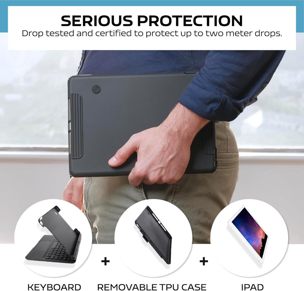 QUARK Keyboard Case for iPad Pro 9.7 inch 6th Gen / 5th Gen, 360° Rotatable Wireless Keyboard Case for iPad Air 2 & Air 1 with Multi-Touch Trackpad, Thin & Light, 7 Color Backlit (Black)