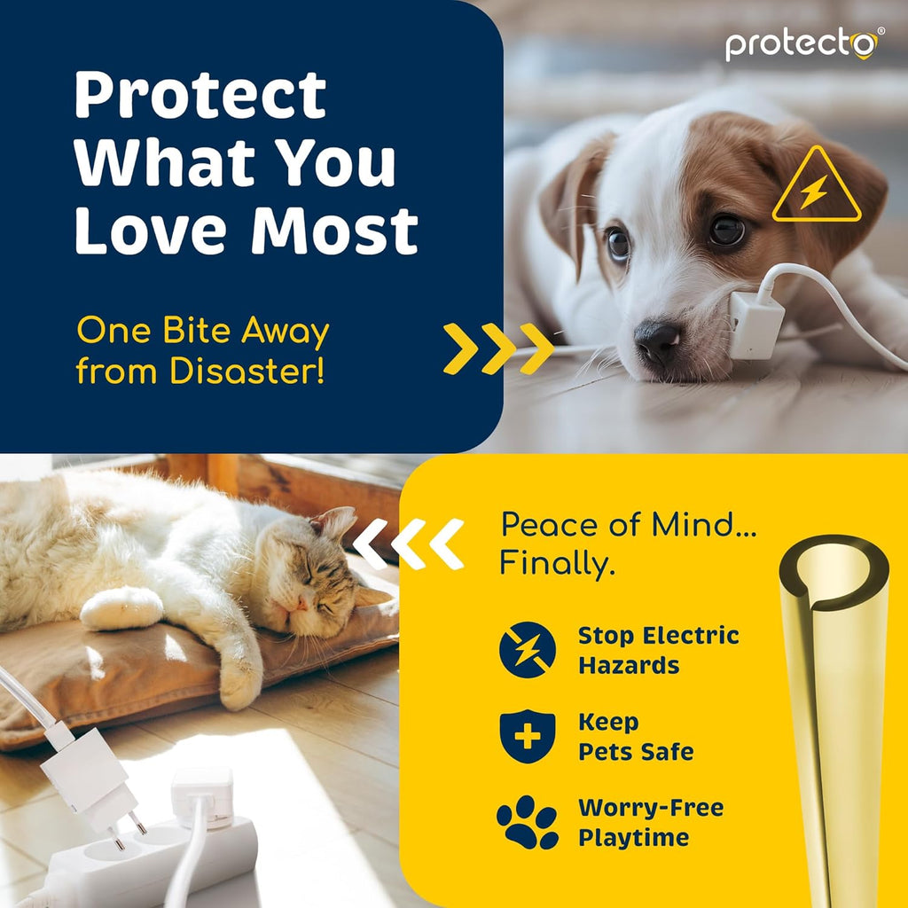 PROTECTO 2-Pack Heavy Duty Cord Protectors from Pets No Chew Solution, 10ft Easy to Use Dog & Cat Cord Protector, Clear & Odorless Critter Cord Covers for Pets, Power Audio Video Wire Protector Tubing