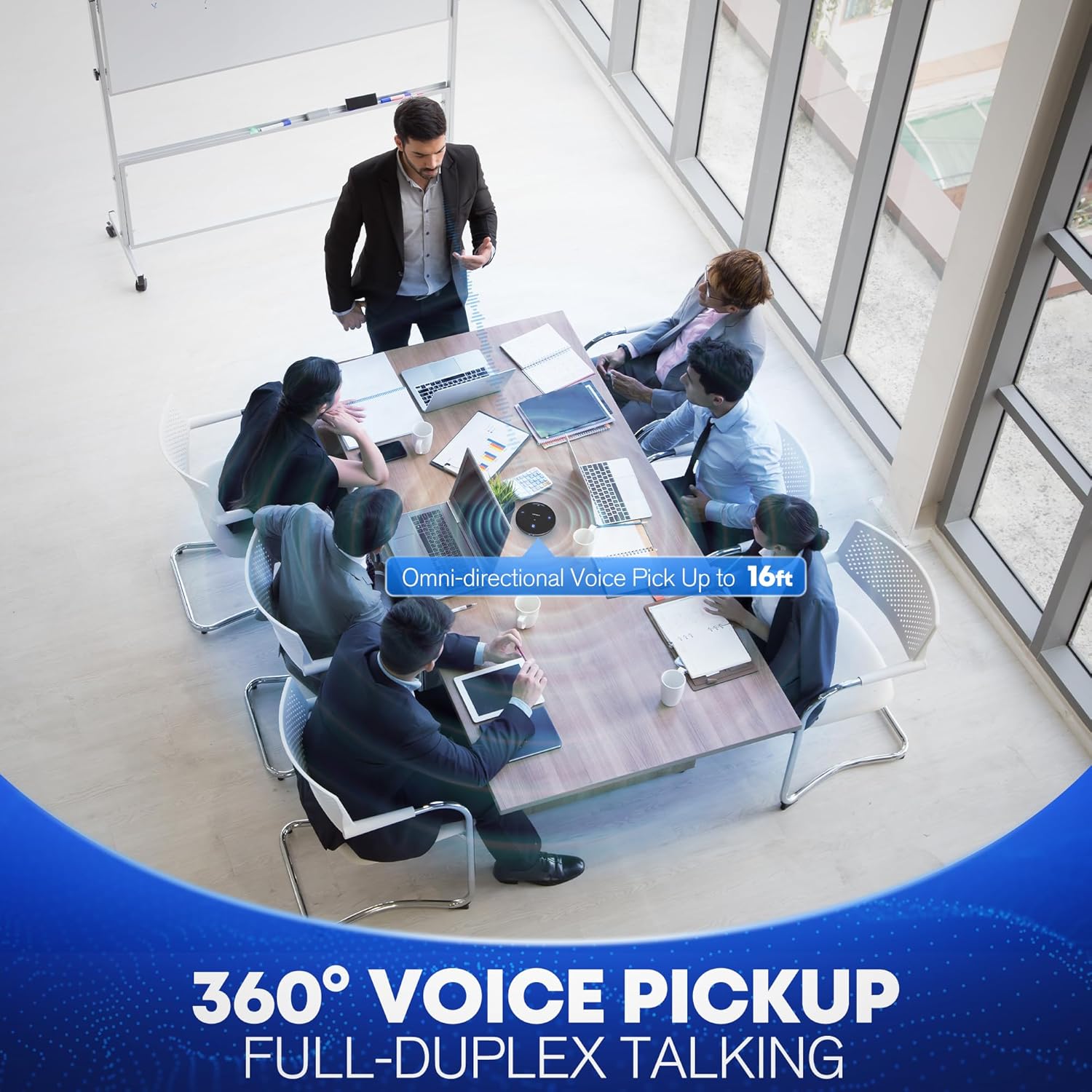 M4 Pro Speakerphone, Conference Microphone with Directional Voice Pickup, Enhanced Voice Pickup, AI Transcription, AI Noise Reduction, USB C, Bluetooth Speakerphone for Personal Workspaces
