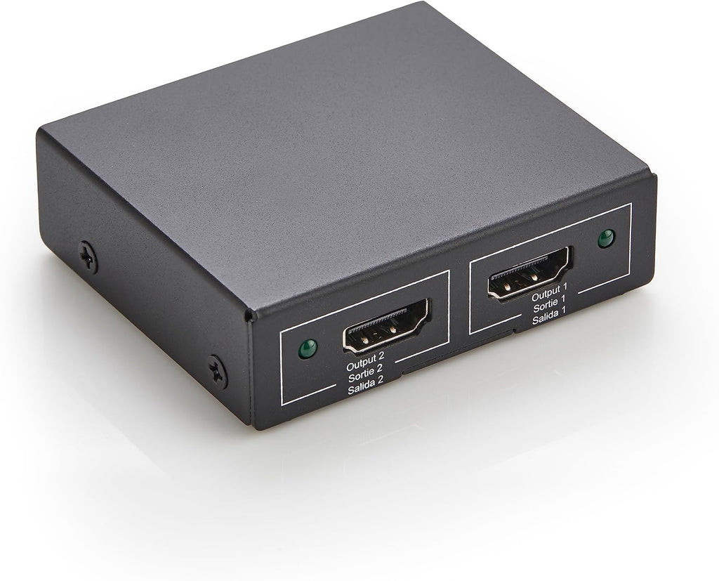Amazon Basics HDMI Splitter 1 in 2 Out, 4K@30Hz for Dual Monitors, Mirror Only, Black
