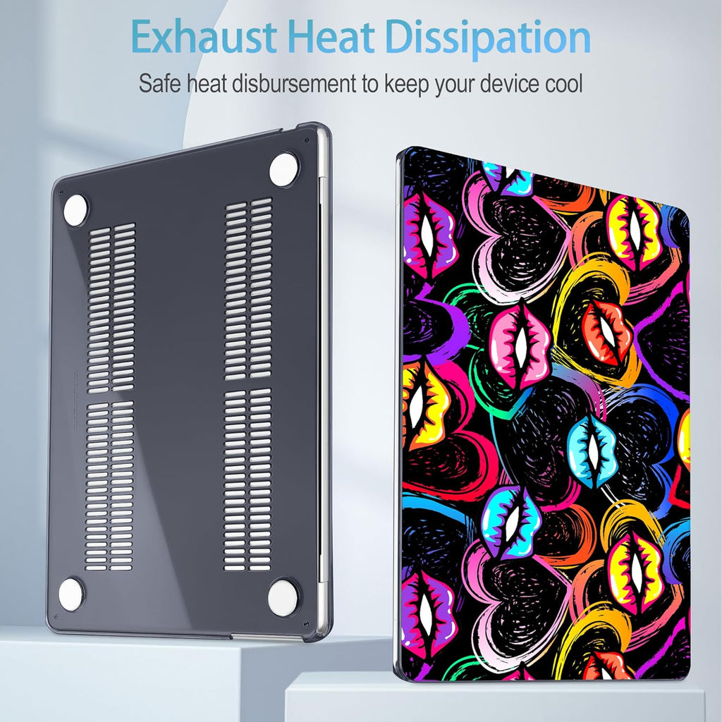 Mektron for 2025 M4 MacBook Air 13.6 Inch A3240 Case Fits 2023 A2681 M2 2024 A3113 M3 Chip with Liquid Retina Display Touch ID, Printed Plastic Hard Shell Cover for MacBook Air 13.6", Colorful Lips