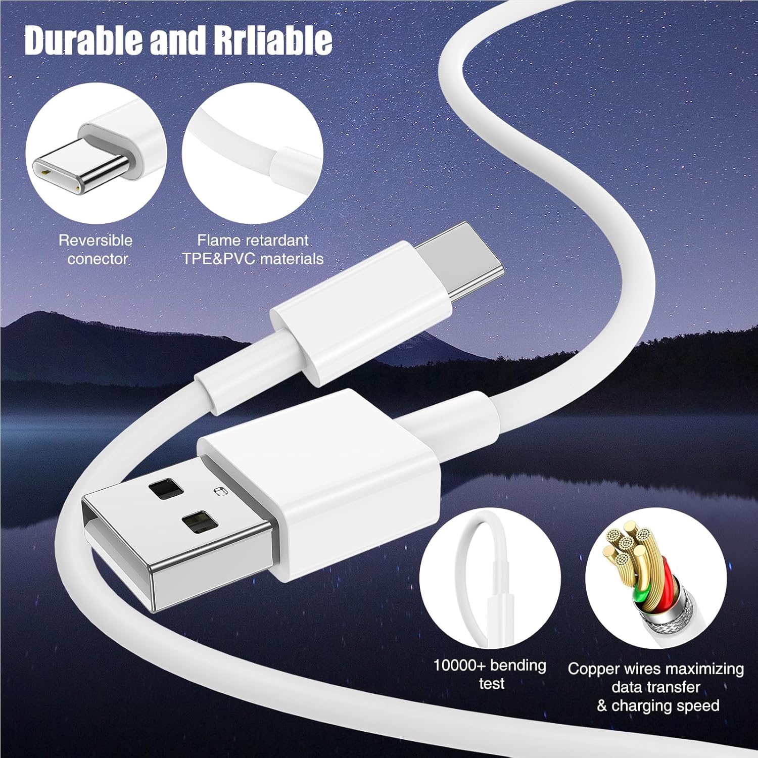 Car Carplay Cable for iPhone 16 15 Pro Plus Pro Max，3-Pack [3.3FT+3.3FT+6FT] USB A to USB C Cable for iPhone 16 15，for iPad Pro/Air/Mini，for Samsung Galaxy S24/S23/S22，for MacBook Pro/Air and More