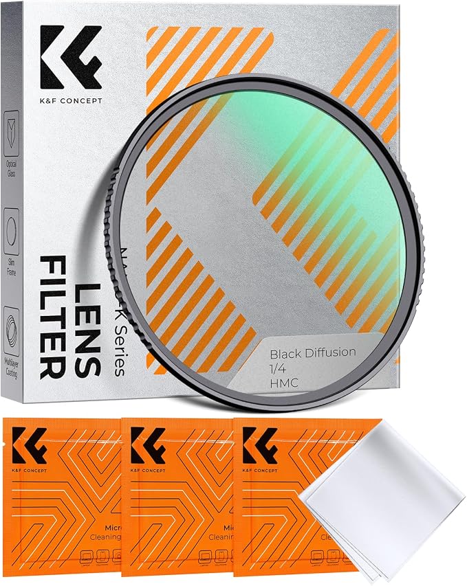 K&F CONCEPT 82mm Black Diffusion 1/4 Filter Mist Cinematic Effect Filter by KFCONCEPT