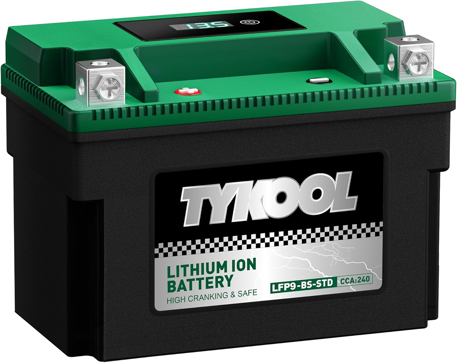 TYKOOL YTX9-BS -STD 240CCA Lithium LiFePO4 Motorcycle Battery,2X Cranking Amps,5X longer life,Powersports battery,for Scooter,ATV,UTV (Polaris 150cc),BMW (310cc,650cc,1000cc),Honda,Kawasaki