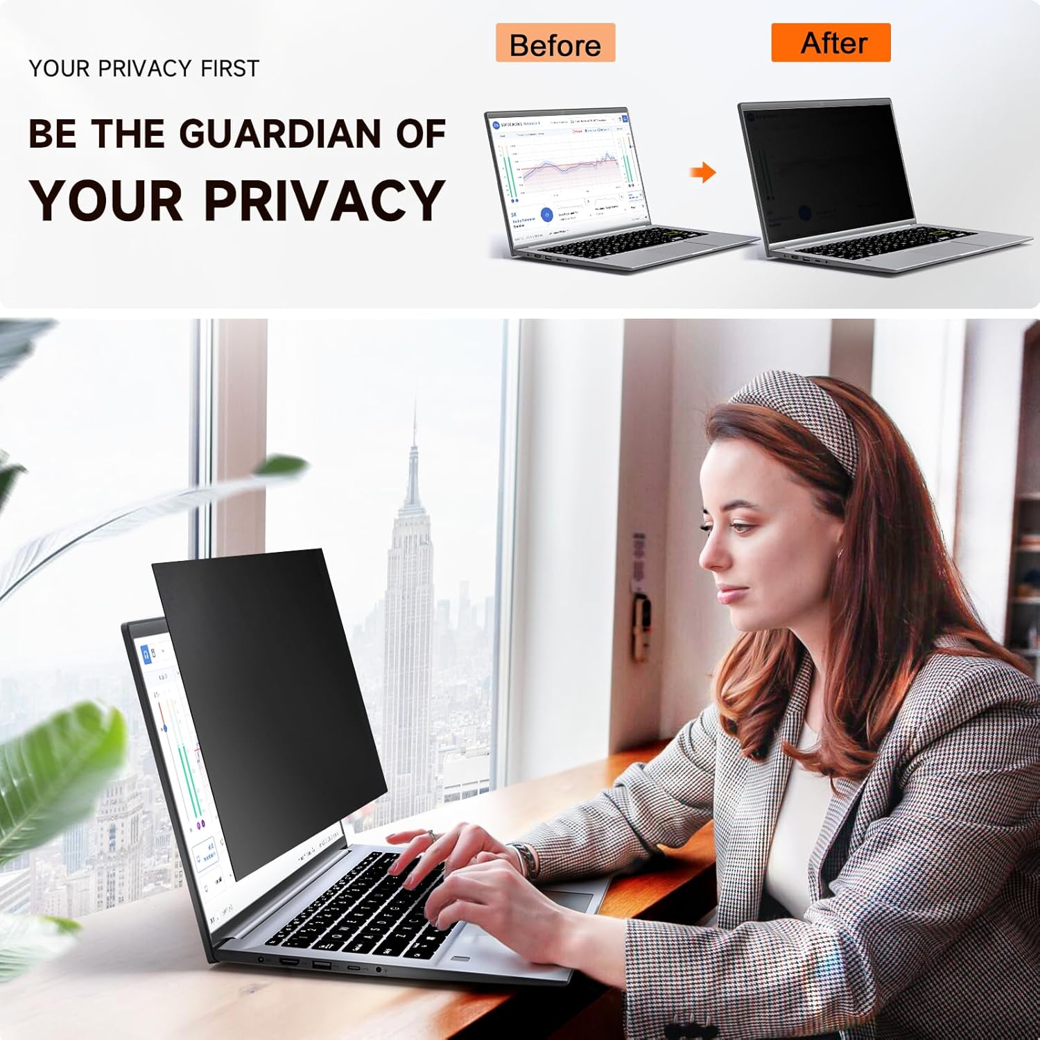 Mamol Laptop Privacy Screen 17.3 Inch, Anti Blue Light Glare Filter, Removable Shield, Anti-Scratch Screen Protector