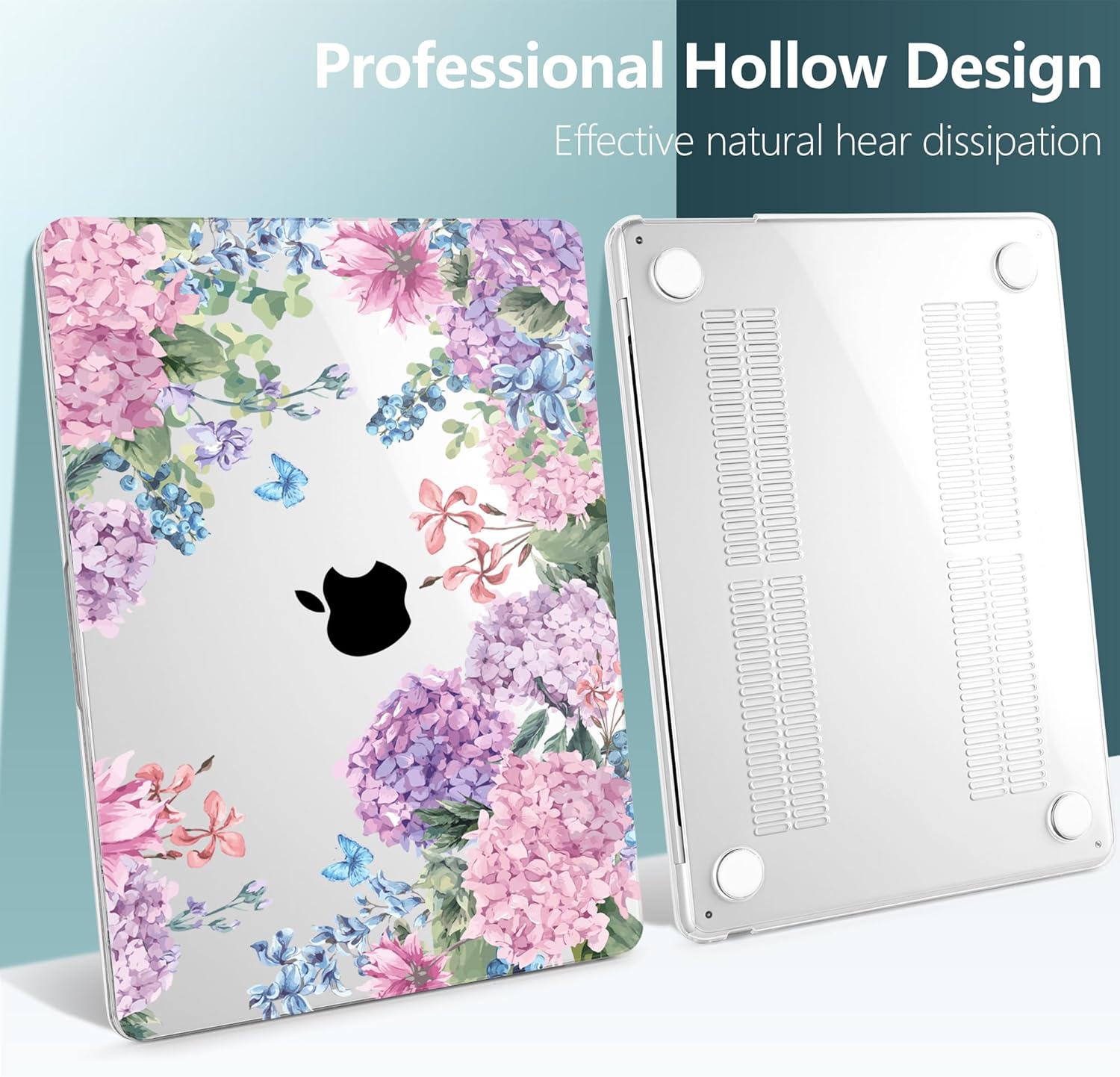 TWOLSKOO Compatible with M4 MacBook Air 15 inch Case 2025-2023 Released Model M4 A3241 M3 A3114 M2 A2941, Plastic Hard Shell & Screen Protector & Keyboard Cover & Trackpad Film, Colorful Hydrangea