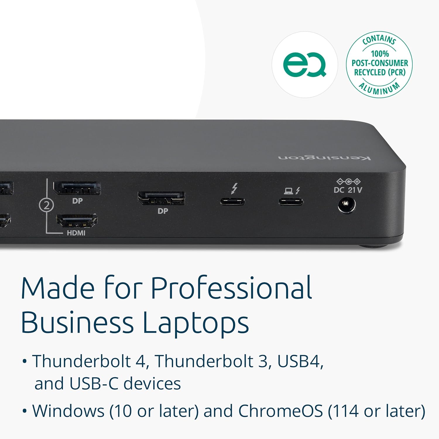 Kensington SD5910T DisplayLink Docking Station Thunderbolt 4, Quad 4K for MacBook Pro/Air M1/M2/M3/M4 with Pro and Max Chipsets, 100W PD, HDMI/DP/TB4, SD/Micro SD Card Slots (K35233NA)