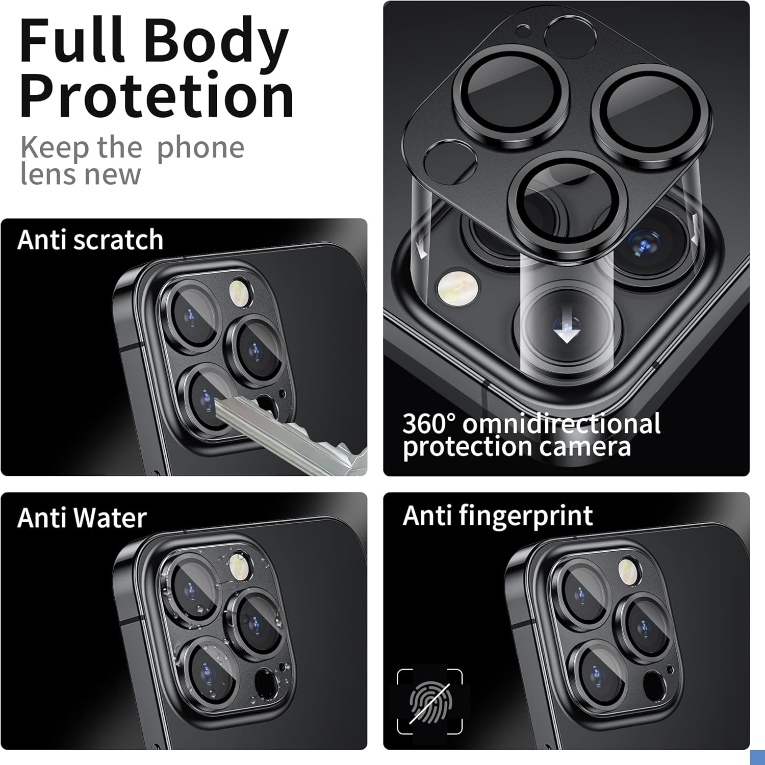 Camera Lens Protector for iPhone 14 Pro/iPhone 14 Pro Max, Alloy Metal Camera Cover with Tempered Glass Screen Protector Accessories,Purple and Black