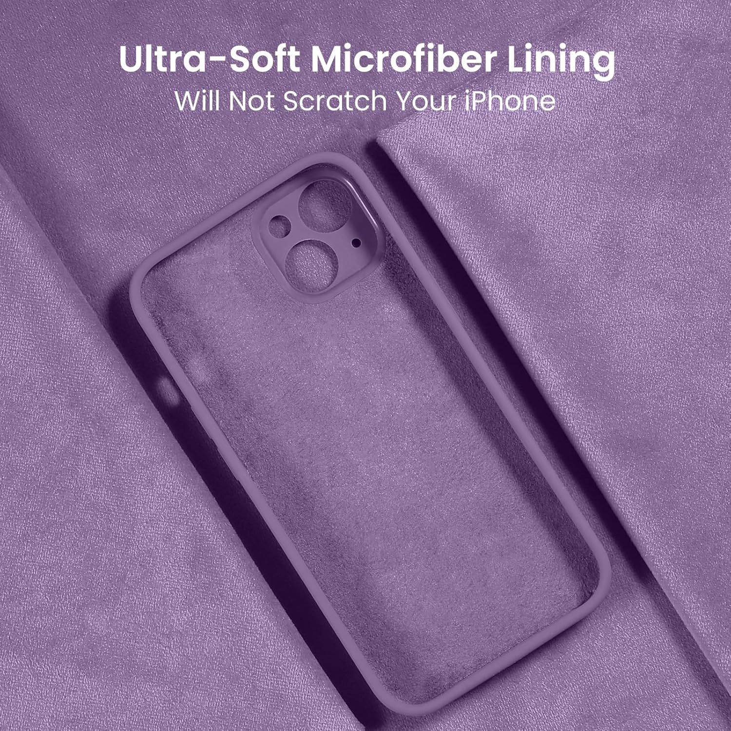 FireNova Designed for iPhone 13 Case, Silicone Upgraded [Camera Protection] Phone Case with [2 Screen Protectors], Soft Anti-Scratch Microfiber Lining Inside, 6.1 inch, Light Purple