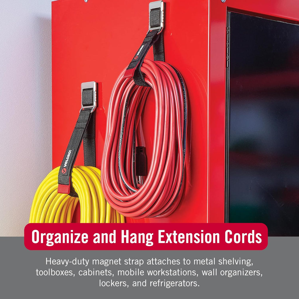 VELCRO Brand Heavy Duty Magnetic Storage Strap, Holds 15lbs, For Metal Surfaces such as Cabinets, Tool Boxes, Refrigerators and Shelves. Hang Tools, Extension Cords, Hoses, Large 24in x 1.25in