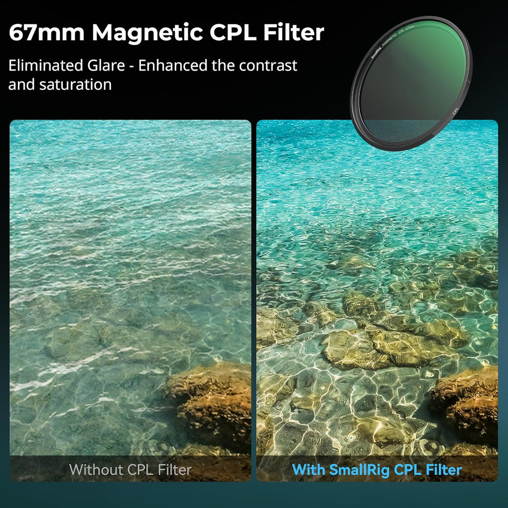 SmallRig 5-in-1 Magnetic 67mm Lens Filter Kit: VND + CPL + Black Mist 1/4 + Threaded Adapter Ring + Magnetic Lens Cover + Storage Bag + Cleaning Cloth, Magnetic Filter Set for Phone Camera Lens - 4726