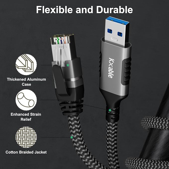 USB to Ethernet Cable 8 FT, 3.0 A Male to RJ45 Male Cord, Directly Connected - Image 4