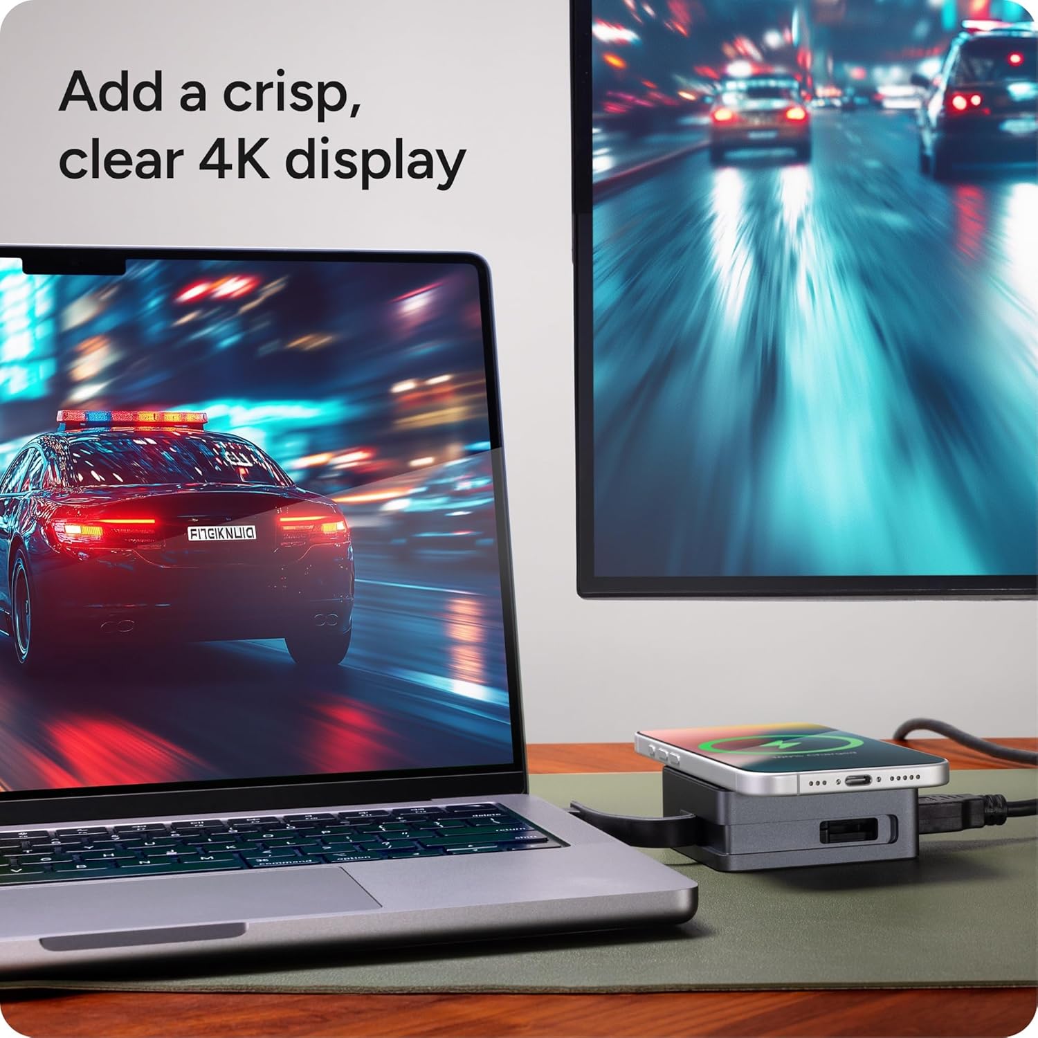 ZAGG 4-Port Hub with Wireless Charging - USB-C PD 100W, HDMI 4K, USB 10Gbps, High-Speed Charging & 4K Display, for Travel, Compatible w/Windows, macOS, iPadOS, ChromeOS, Android
