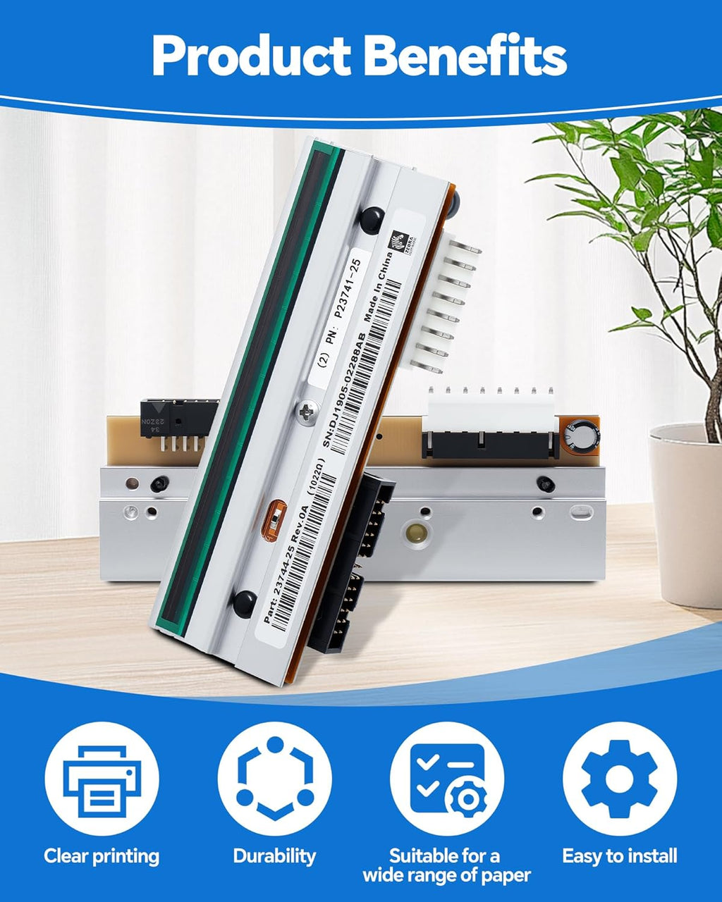 P1004230 Genuine Printhead for Zebra 110Xi4 110XiIV, New OEM Print Head Replacement for Zebra Thermal Barcode Label Printer 203dpi Original Optimal Print Quality Extended Life