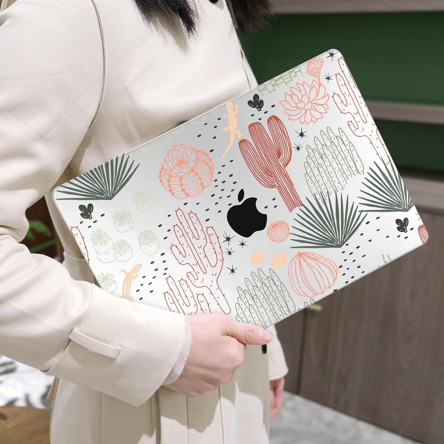 MEEgoodo for M4/M3/M2 MacBook Air 15.3 inch Case 2025 2024 2023, Case Fit Model (A3241/A3114/A2941) for MacBook Air 15 inch, Laptop Hard Shell with Keyboard Cover, Cacti
