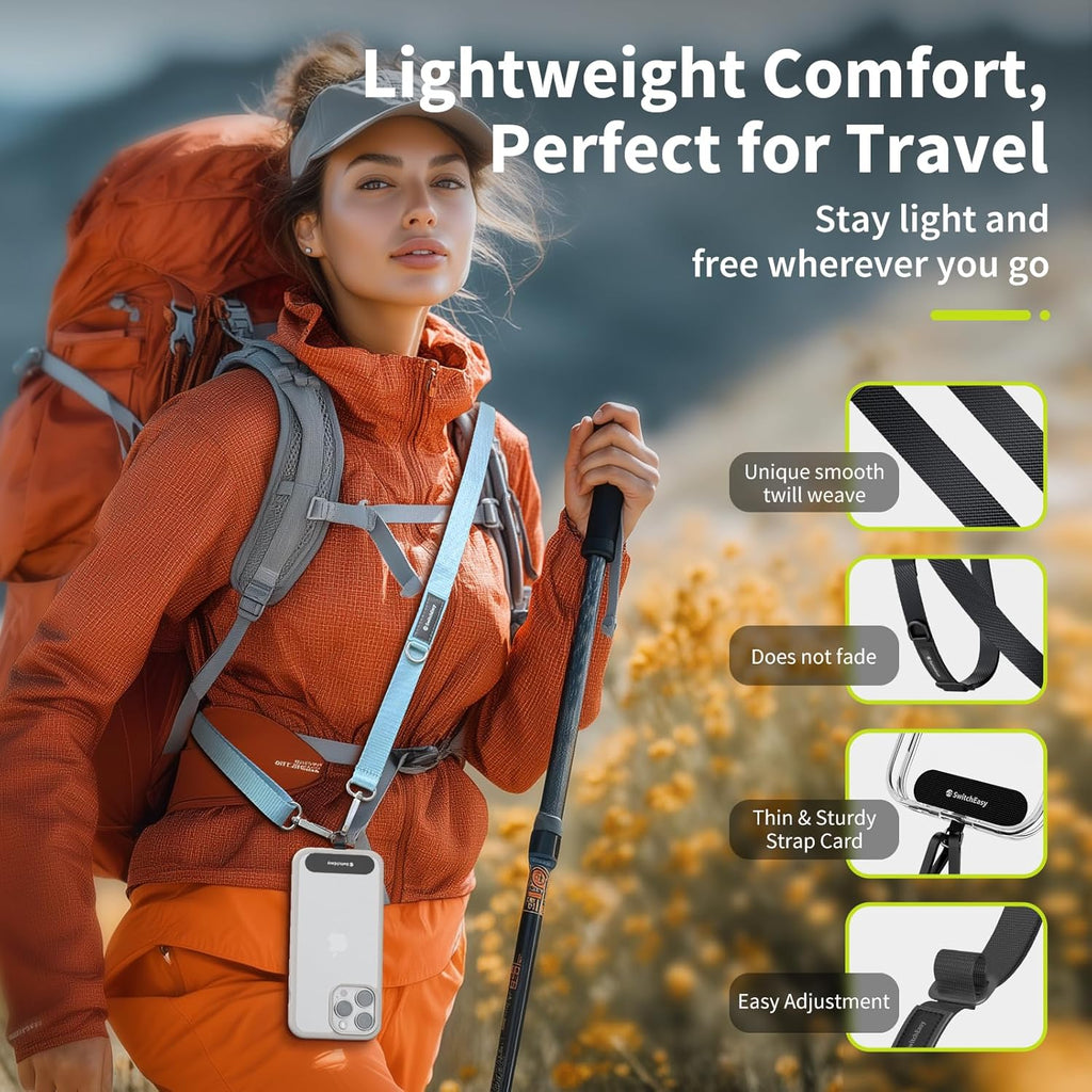SWITCHEASY 20mm Adjustable Crossbody Phone Strap Compatible with Most Phones, Anti-Theft & Ant-Drop, Hands Free for Phone Lanyard Crossbody with Strap Card Phone Tether Tab-EasyStrap(Ice Cream White)