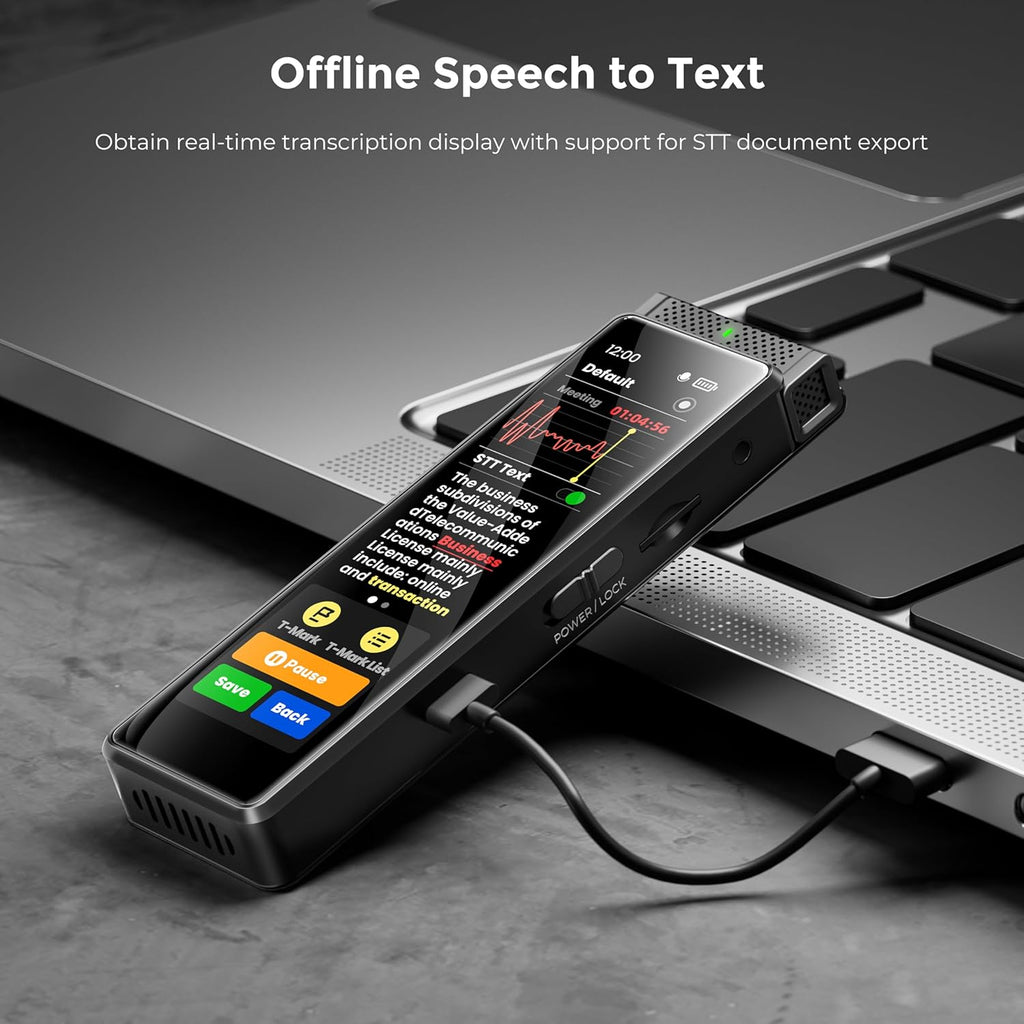 136GB Digital Voice Recorder with Playback, Innioasis R1 Full Touchscreen Voice Recorder with AI Intelligent Transcription and Bluetooth, Voice Activated Sound Audio Recorder Device with Mic (Black)