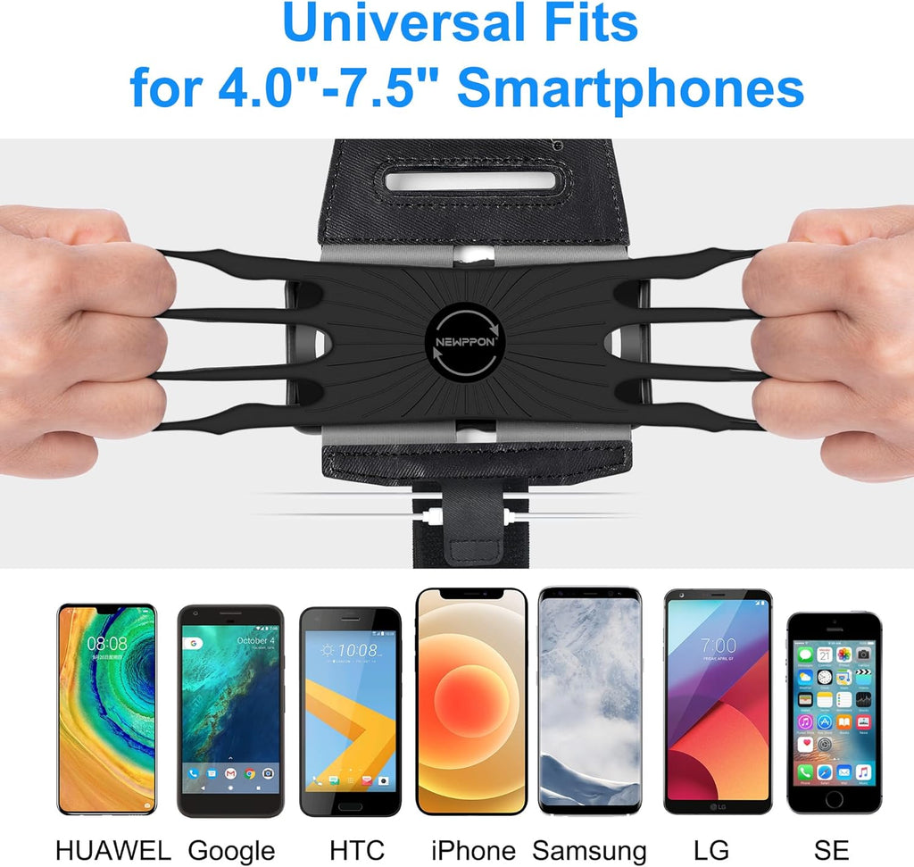 Cell Phone Running Armband - Detachable & 360° Rotatable Universal Cellphone Arm Band for iPhone 16 15 14 13 12 Pro Max Plus Samsung Galaxy Note S24 S23 for Workout Exercising Walking Jogging