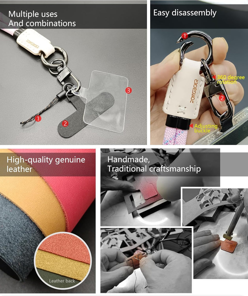 Handmade Cowhide Leather Phone Wrist Strap,Universal Adjustable Key Lanyard,Stylish Wristlet Keychains for Women&Men