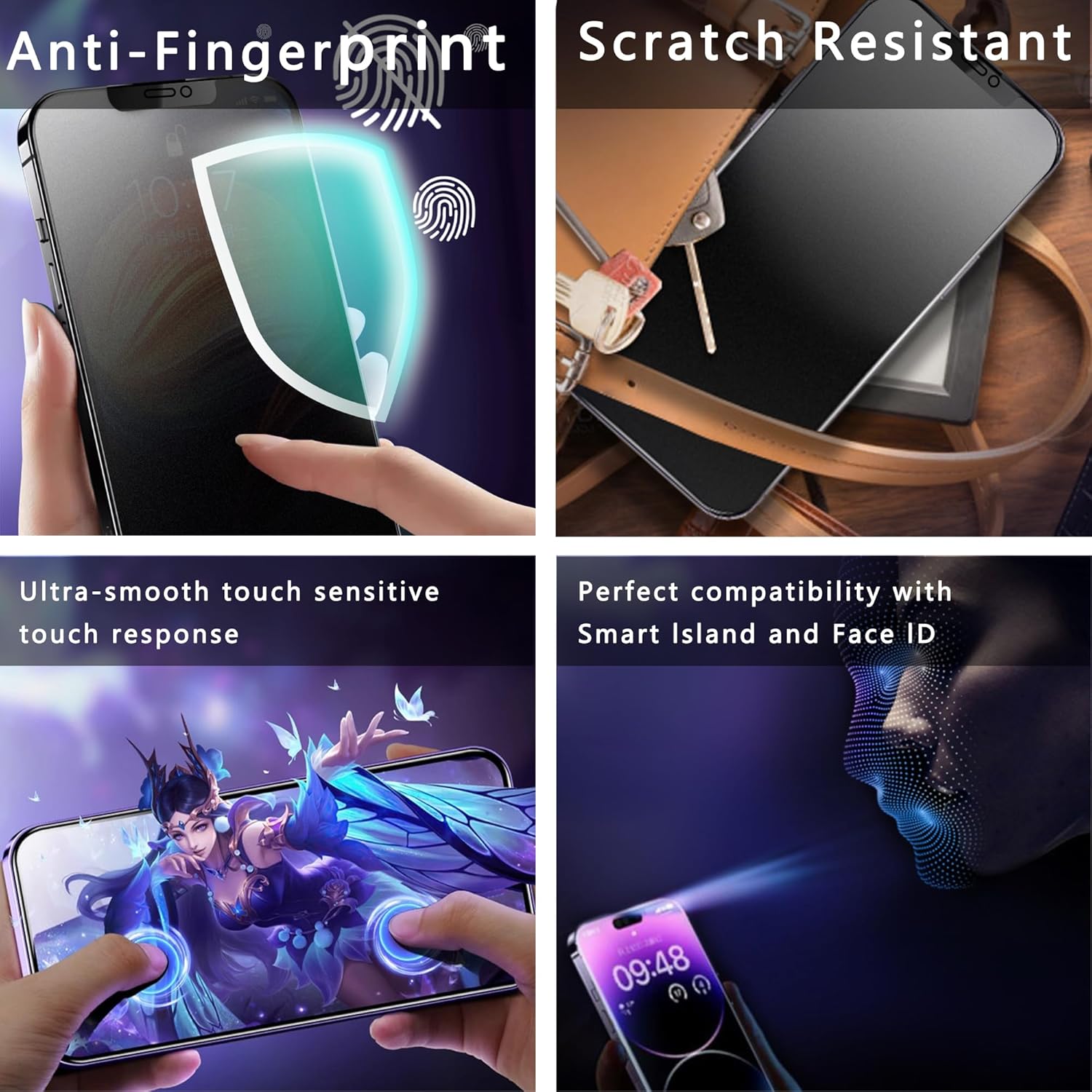 (2-Pack Matte Privacy Anti-Spy Screen Protector for iPhone X/XS/11 Pro (5.8-Inch),9H Tempered Glass,Anti-Glare,Full Coverage,Anti-Fingerprint,Auto Dust Removal,Bubble-Free