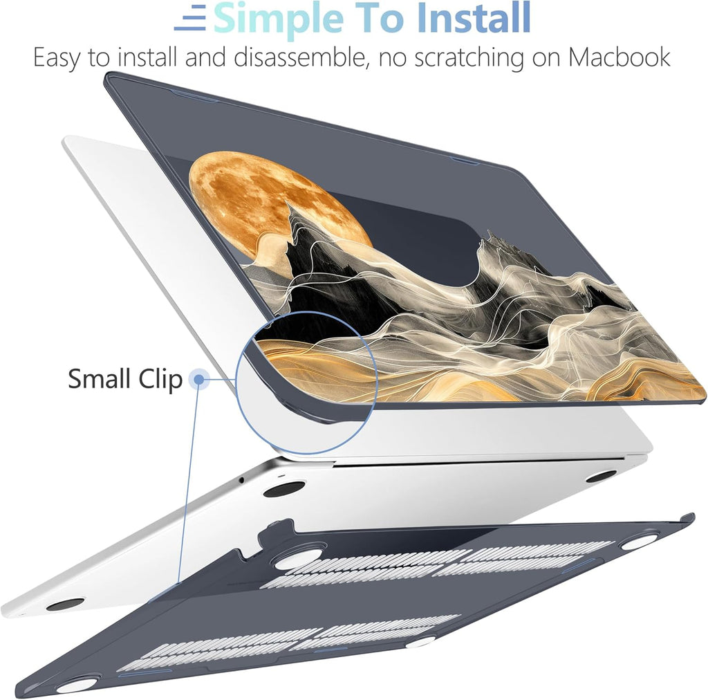 MEEgoodo Case for M4/M3/M2 MacBook Air 13.6 inch Case 2025 2024 2022, Fit Model A3240/A3113/A2681, Laptop Hard Shell with Keyboard Cover Compatible with MacBook Air 13 inch, Mystical Full Moon