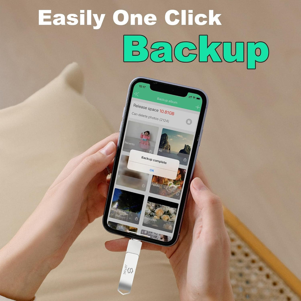 Genuine Apple MFi Certified iPhone USB Flash Drive 256GB - Real Capacity - No Fake Storage, Genuine Lightning, encrypted Auto Backup Photo Stick for iPhone iPad Photos/Videos - Avoid Fake MFi Clones!