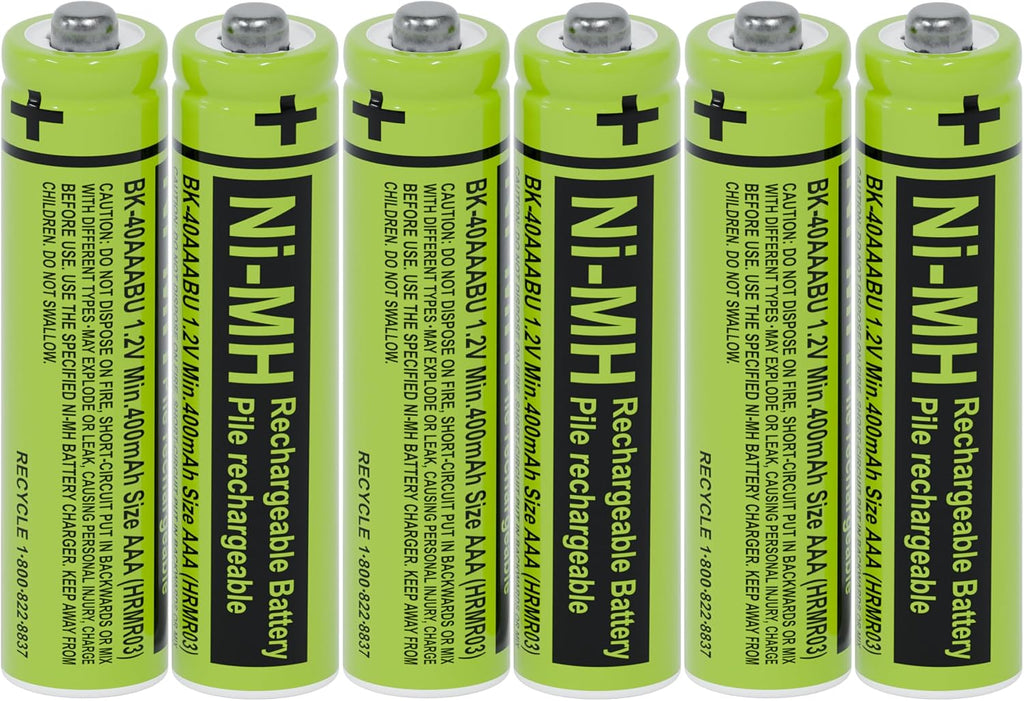 RocketBus 6-Pack BK-40AAABU Replacement 1.2V 400mAh Battery for Panasonic Cordless Phone System BK40AAABU
