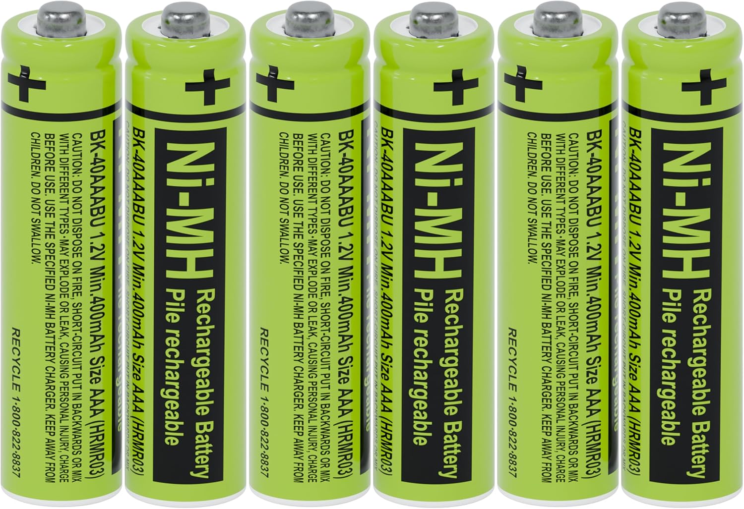 RocketBus 6-Pack BK-40AAABU Replacement 1.2V 400mAh Battery for Panasonic Cordless Phone System BK40AAABU