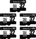 TEAMGROUP Micro 32GB x 5 Pack UHS-I U1 Class 10 SDHC SDXC Read Speed up to 100MB/s High Speed Flash Meomry Card with Adapter for Camera, Surveillance, Full HD Shooting TUSDH32GCL10U63