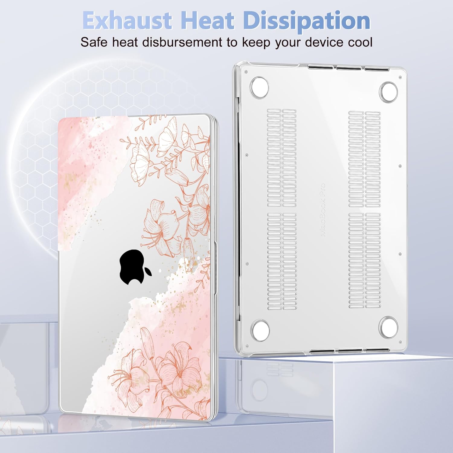 for MacBook Pro 16 inch Case 2021 2022 2023 2024 Release A3186 A3403 M4 A2991 M3 A2780 M2 A2485 M1 Pro/Max, Hard Shell Case with Screen Protector & Keyboard Cover, Watercolor Floral