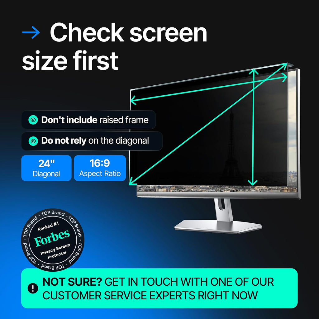 Acrylic 24 Inch Computer Privacy Screen Filter for Widescreen Computer Monitors - 21.2" x 12.6" (540 x 319mm) - Monitor Frame Hanging Type