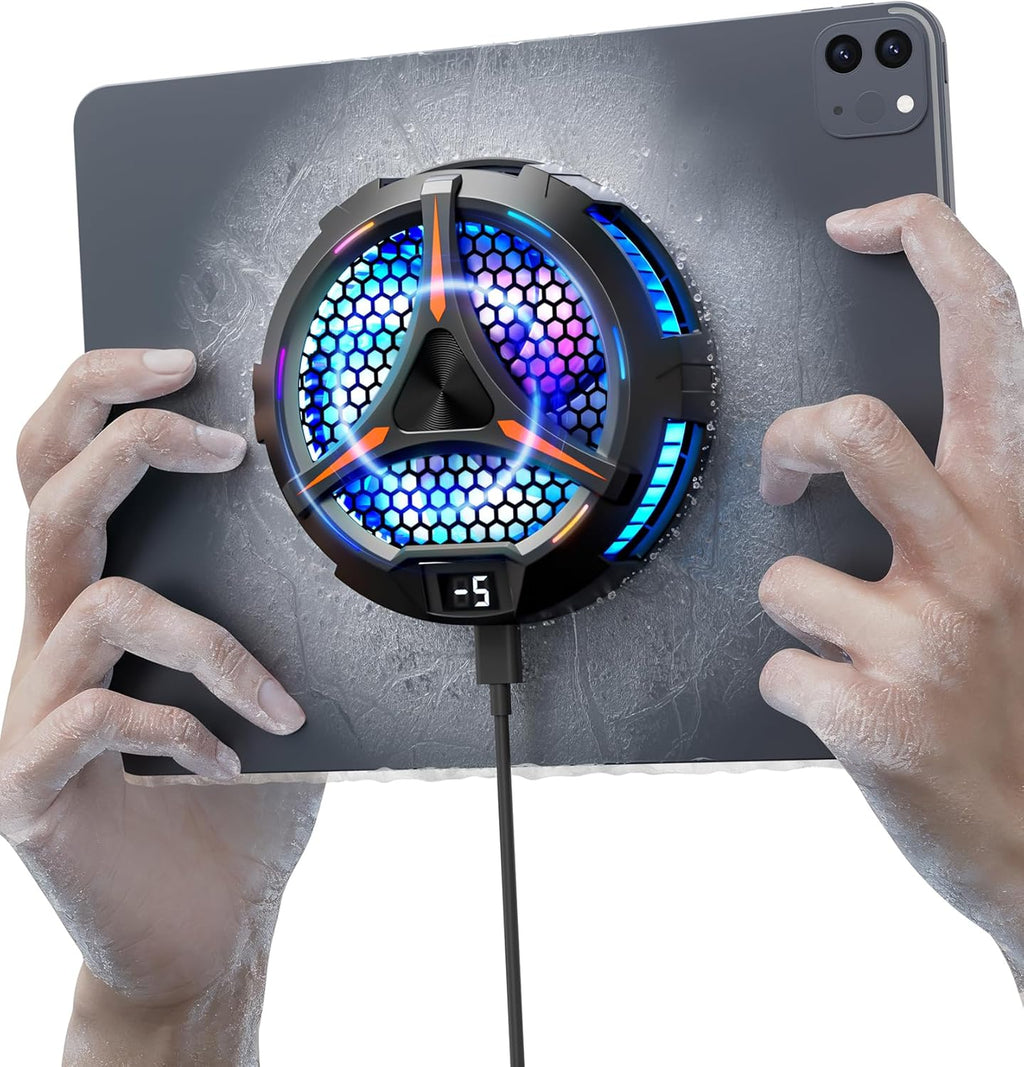 iPad Cooler,Magnetic Tablet Cooler for ipad/Surface pro/Samsung Tab,Compatible for Steam Deck,Universal Radiator with Temperature Display for Mobile Gaming,Tiktok Live Streaming