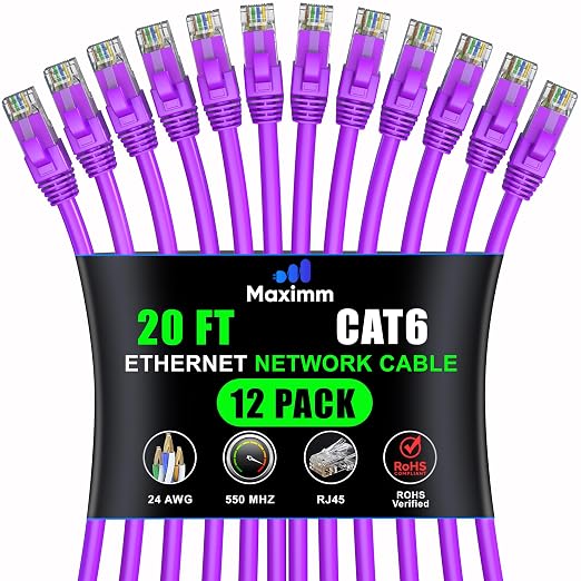 Maximm Cat 6 Ethernet Cable - 20 ft - High-Speed LAN by MaximmCable