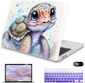 Mektron for MacBook Air 13 Case A1466/A1369 (2010-2017 Release), Snap-on Plastic Hard Shell Cover for MacBook Air 13.3 inch with Keyboard Cover, Cute Turtle