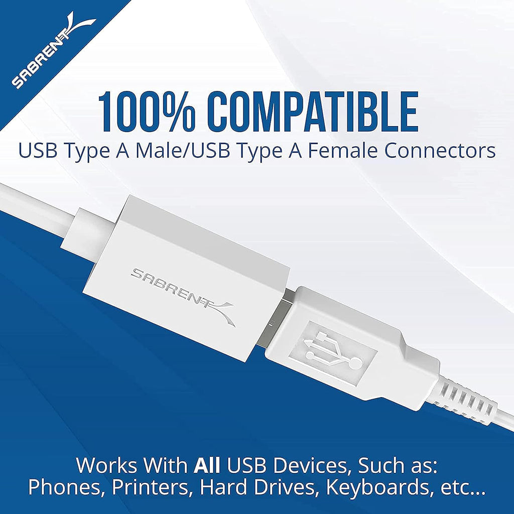 SABRENT 22AWG USB 3.0 Extension Cable A Male to A Female [White] 6 Feet (CB-306W)