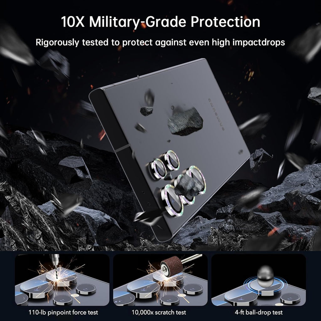 For Samsung Galaxy S25 Ultra Camera Lens Protector, Individual Lens Protector, Ultra HD 9H Tempered Glass Screen Protective Cover, Anti-scratch, Military Grade Drop Protection 2 Set. (Glitter Colorful, S25 Ultra)