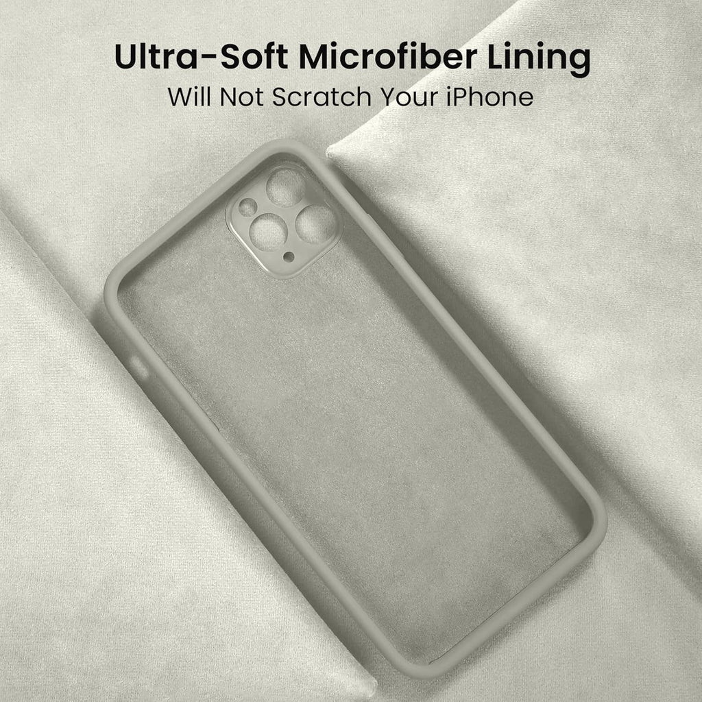 FireNova Designed for iPhone 13 Pro Case, Silicone Upgraded [Camera Protection] Phone Case with [2 Screen Protectors], Soft Anti-Scratch Microfiber Lining Inside, 6.1 inch, Stone
