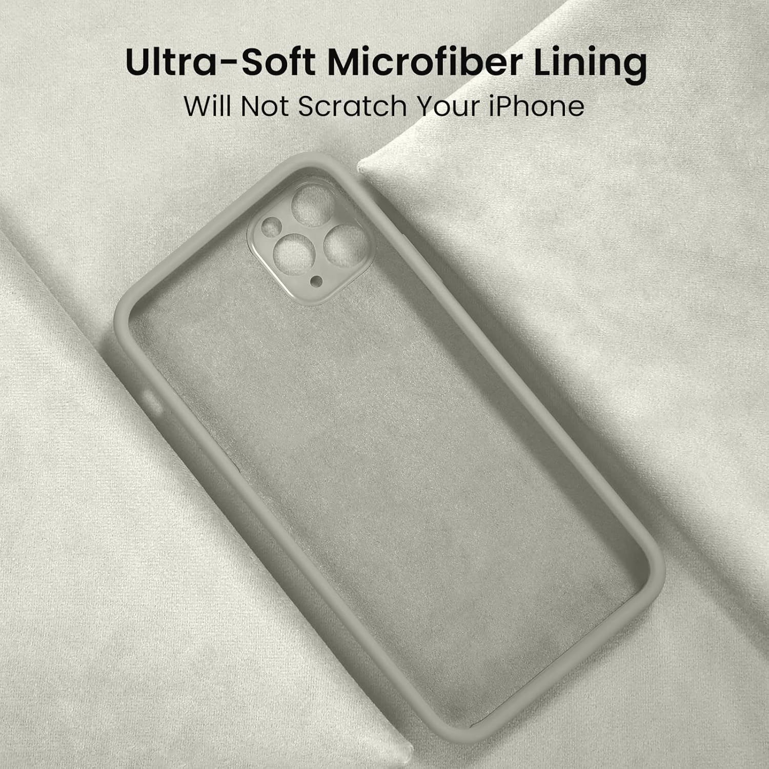 FireNova Designed for iPhone 13 Pro Case, Silicone Upgraded [Camera Protection] Phone Case with [2 Screen Protectors], Soft Anti-Scratch Microfiber Lining Inside, 6.1 inch, Stone