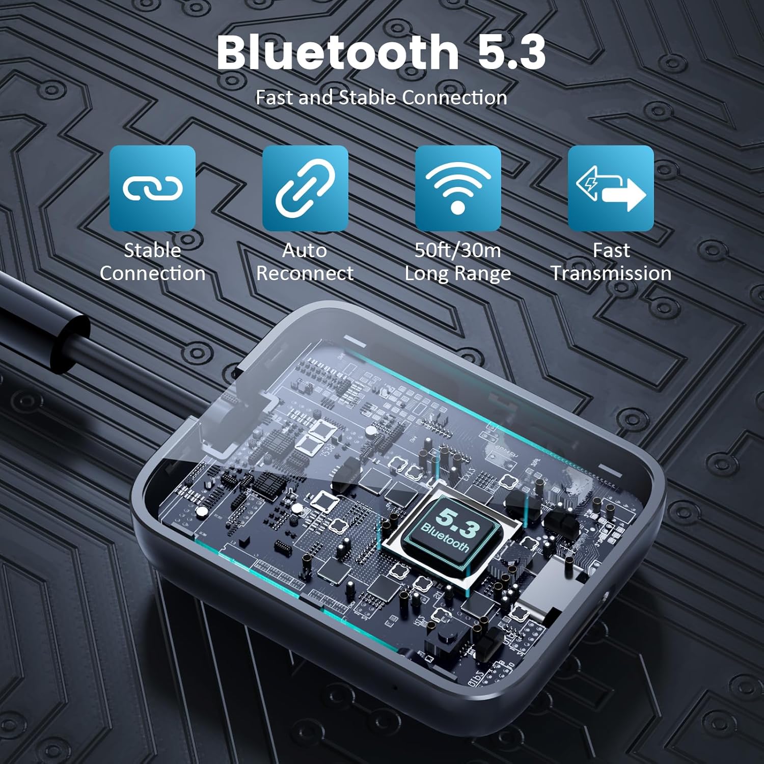 1Mii Bluetooth 5.3 Transmitter Receiver 2-in-1, aptX Adaptive & Low Latency Wireless Audio Adapter for Airplane, Dual Link 2 Devices, 25H Playtime, 3.5mm AUX for TV/Car/Home Stereo/Gym