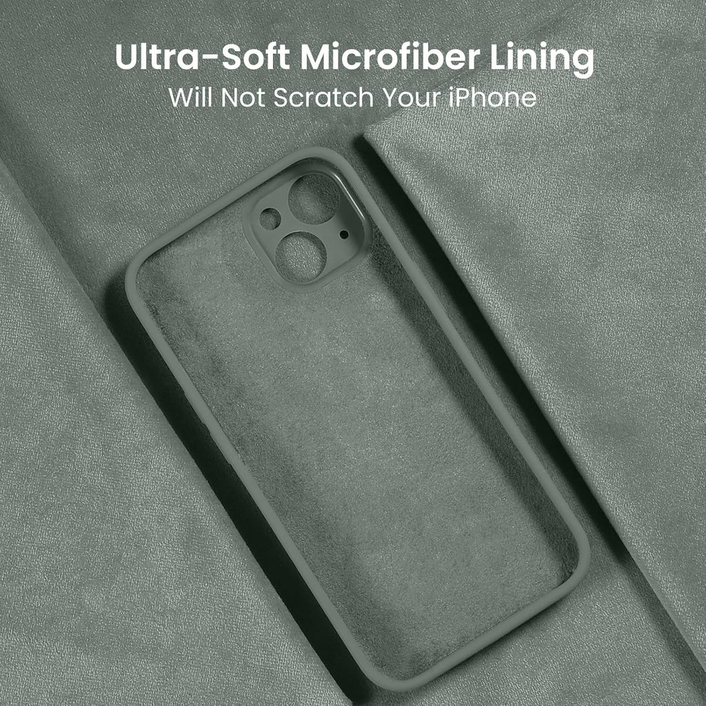 FireNova Designed for iPhone 15 Case, Silicone Upgraded [Camera Protection] Phone Case with [2 Screen Protectors], Soft Anti-Scratch Microfiber Lining Inside, 6.1 inch, Calke Green