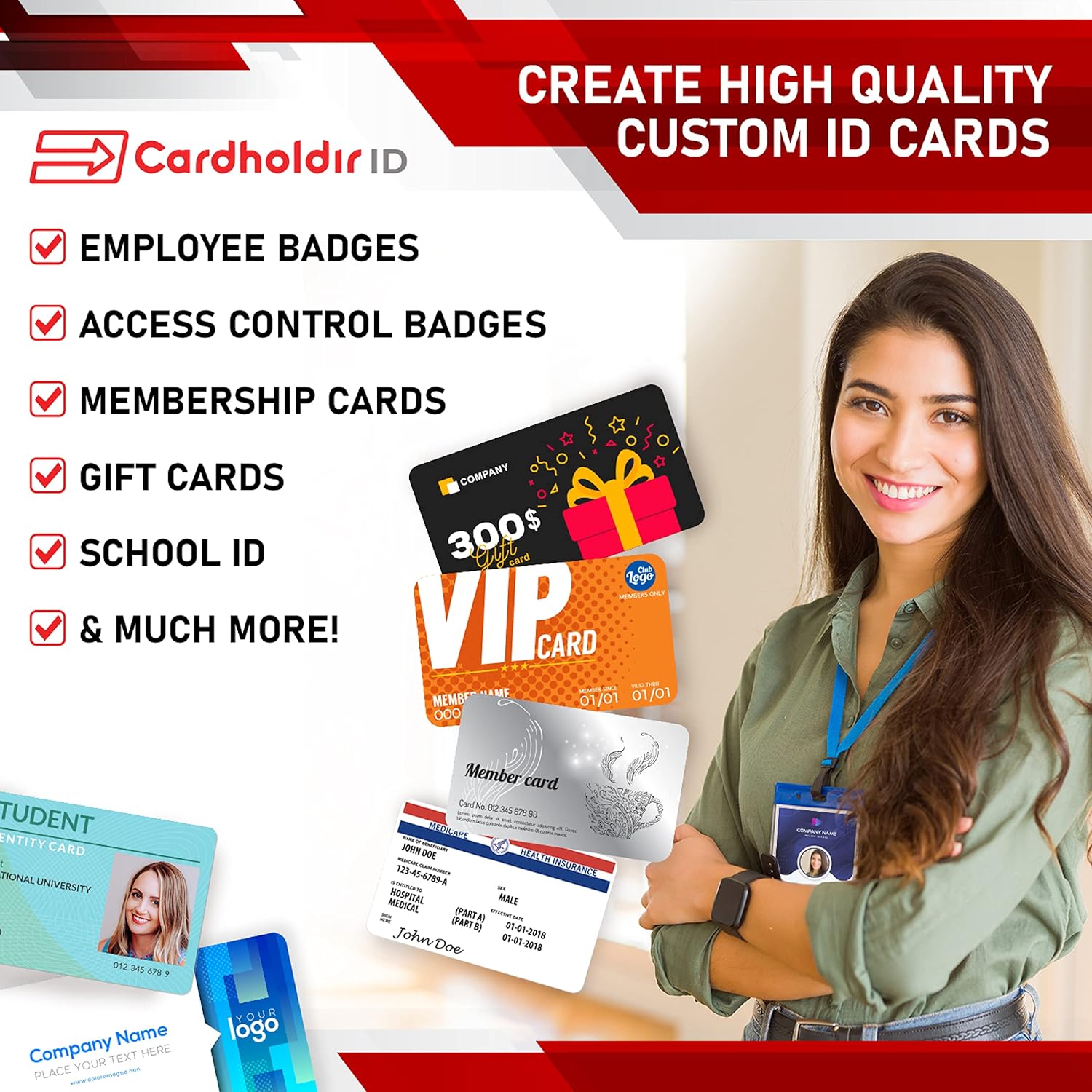 Easy Badges Solid 210 ID Badge Printer | with Beginner Software, & Everything Needed to Design and Print 200 ID Cards, | Single Sided Employee & Student ID Card Printer