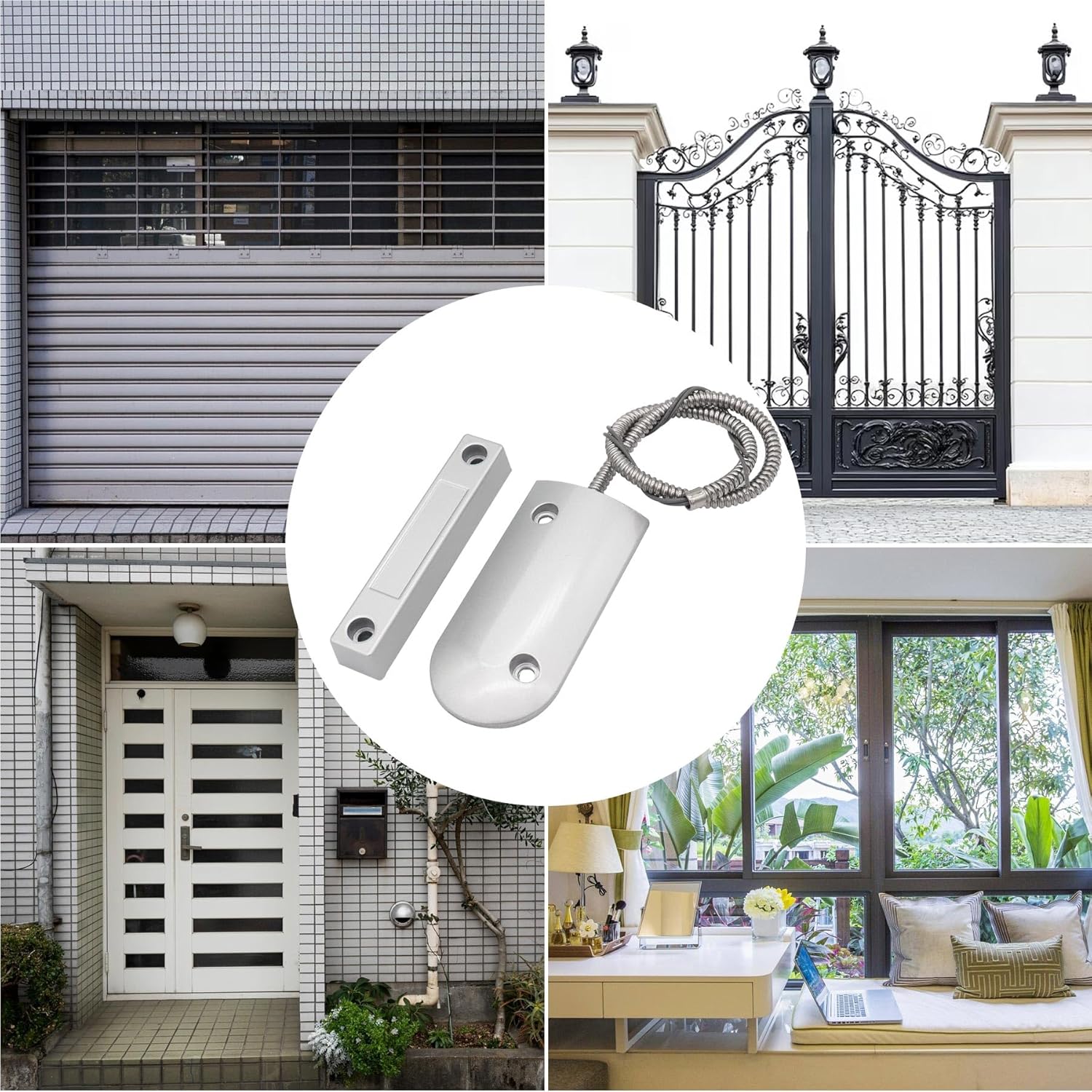Magnetic Reed Switch Wired Surface Mount Normally Open/Closed NC/NO Contact Sensor Alarm Magnetic Door Switch with 3 Wires, Zinc Alloy Sliver, OC-60