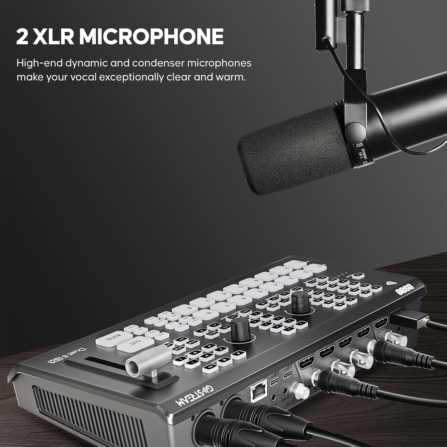Osee GoStream Duet 8 ISO, 8 Channels Video Switcher with 4 4K-HDMI, 4 SDI, and 4 NDI HX/ 4 SRT/ 4 RTMP/ 2 Webcam. 2 XLR Audio, 8 Layouts, Isolated Recording, Podcast Unit for YouTube, Facebook