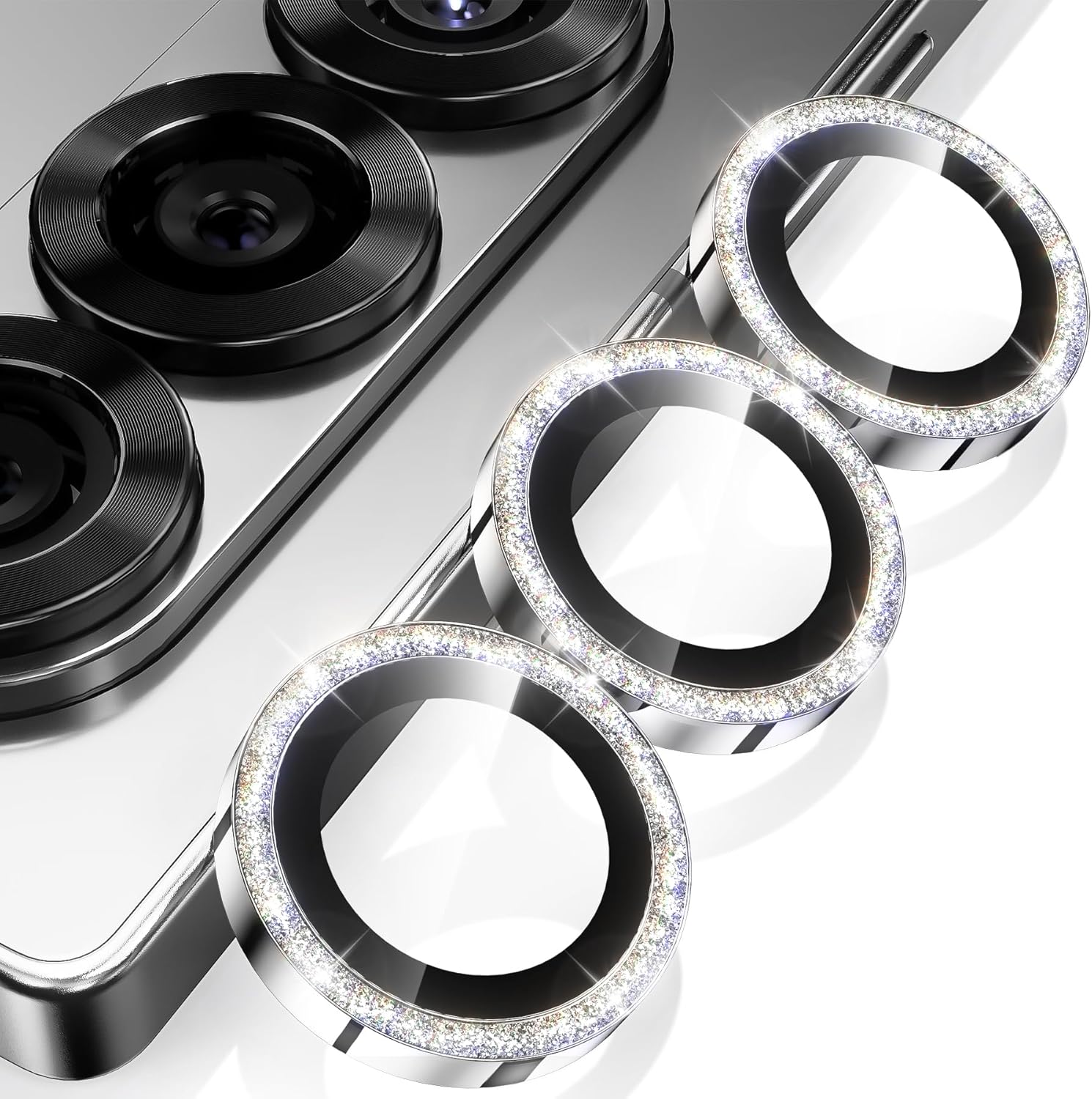 YWXTW for Samsung Galaxy Z Fold 7 Camera Lens Protector, [12X Stronger Adhesion] Individual Anti Scratch Metal Ring Tempered Glass Camera Screen Protector for Z Fold 7 Accessories 2025 (Glitter Silver)