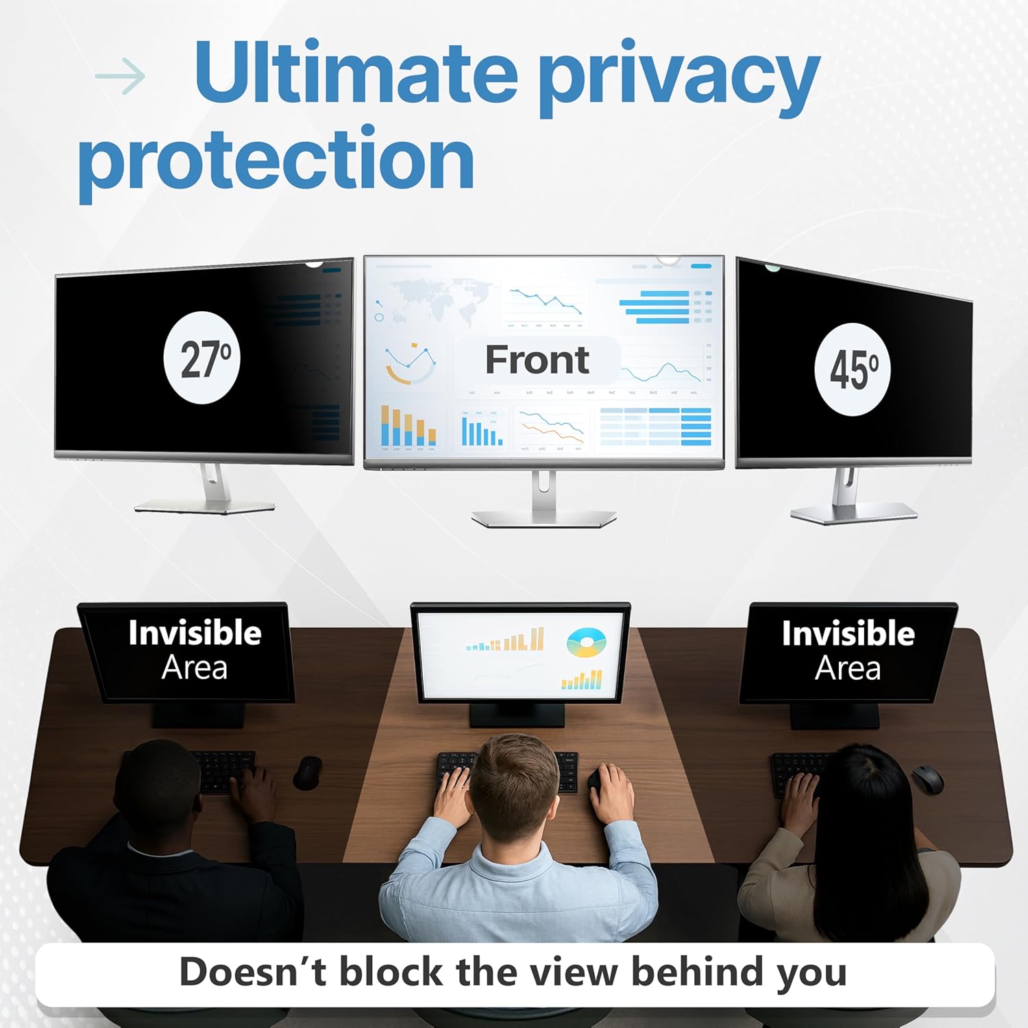 VINTEZ [2 Pack] 23.6 Inch 16:9 Privacy Screen for Computer Monitor and Laptop - Anti Glare Protector Film Blue Light Filter Eye Protection - Computer Screen Privacy Shield