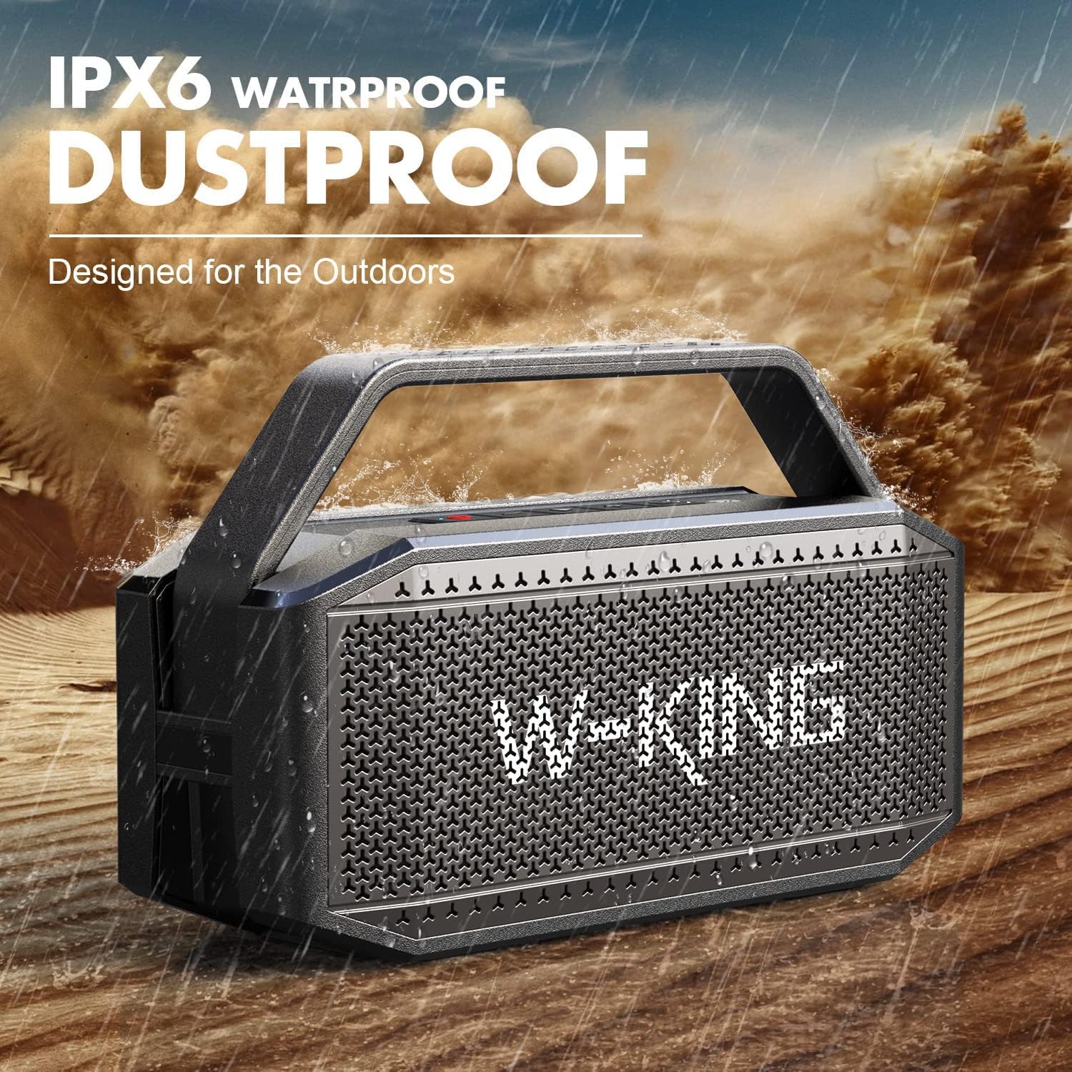 W-KING Portable Loud Bluetooth Speaker, 100W Max Waterproof Outdoor Speakers Bluetooth Wireless, IPX6 Party Big Large Speaker Boombox, 60W Exlarge Deep Bass Passive Radiator/40H/Power Bank/TF/AUX/EQ