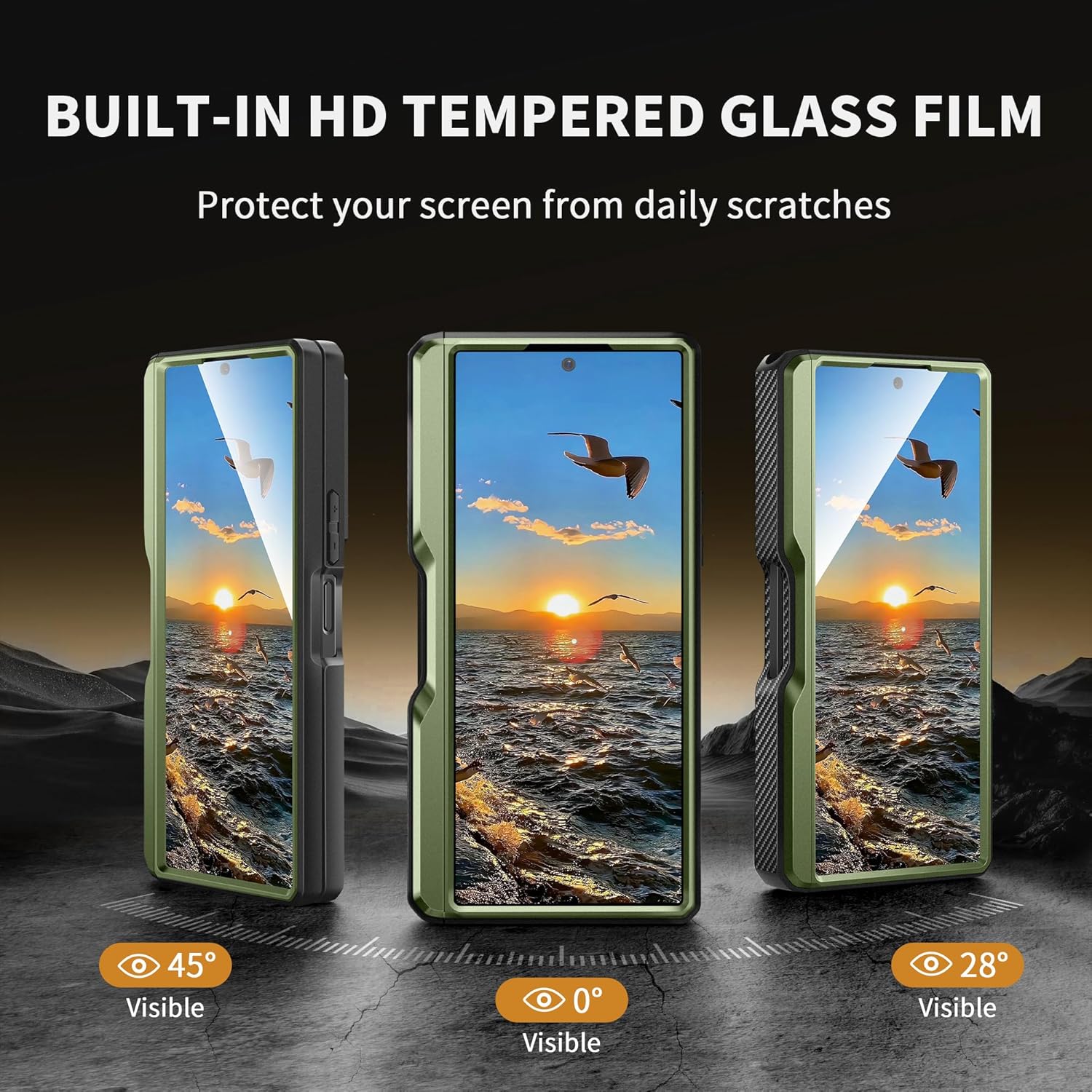 TONGATE for Z Fold 6 Case, [with S Pen Slot & Hinge Protection] [Tempered Glass Screen Protector] Full-Body Military Drop Phone Case for Samsung Galaxy Z Fold 6 with Kickstand & Belt Clip, Green